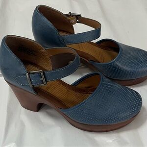 b.o.c. Perforated Blue Heels with Buckle